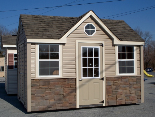 Garden Shed with Stone Front from Fox Sheds
